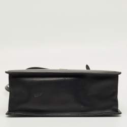 Pre Owned Gucci Black Leather Medium Web Sylvie Top Handle Bag