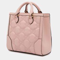 Pre Owned Gucci Pink Mini GG Matelasse Leather Top Handle Bag