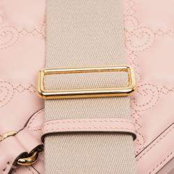 Pre Owned Gucci Pink Mini GG Matelasse Leather Top Handle Bag