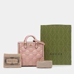 Pre Owned Gucci Pink Mini GG Matelasse Leather Top Handle Bag