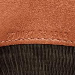 Pre Owned Gucci Beige/Peach GG Canvas and Leather Heart Charm Continental Wallet