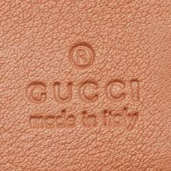 Pre Owned Gucci Beige/Peach GG Canvas and Leather Heart Charm Continental Wallet