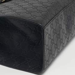 Pre Owned Gucci Black Guccissima Leather Large Emily Chain Shoulder Bag