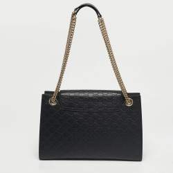 Pre Owned Gucci Black Guccissima Leather Large Emily Chain Shoulder Bag