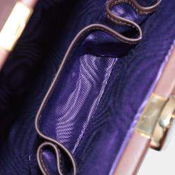 Pre Owned Gucci Brown G Square Suede Ophidia Virgo Top Handle Bag