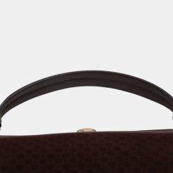 Pre Owned Gucci Brown G Square Suede Ophidia Virgo Top Handle Bag