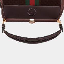 Pre Owned Gucci Brown G Square Suede Ophidia Virgo Top Handle Bag