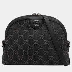 Pre Owned Gucci Black Small GG Denim Ophidia Dome Crossbody