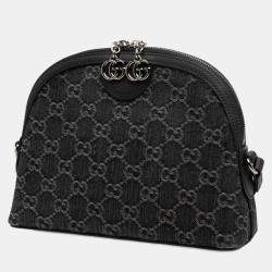 Pre Owned Gucci Black Small GG Denim Ophidia Dome Crossbody