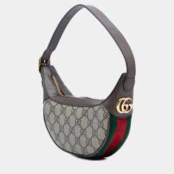 Pre Owned Gucci Brown Mini GG Supreme Web Ophidia Shoulder Bag