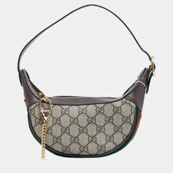 Pre Owned Gucci Brown Mini GG Supreme Web Ophidia Shoulder Bag