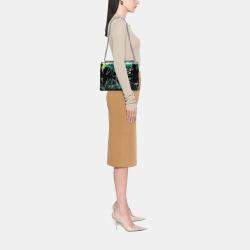 Pre Owned Gucci Black Medium Leather Tropical Print Dionysus Shoulder Bag
