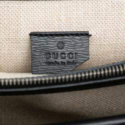 Pre Owned Gucci Black Medium Leather Tropical Print Dionysus Shoulder Bag