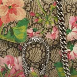 Pre Owned Gucci Old Rose/Beige GG Supreme Canvas Dionysus Blooms Wallet on Chain