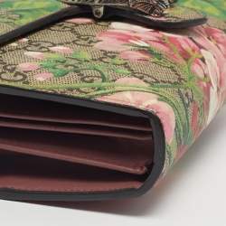 Pre Owned Gucci Old Rose/Beige GG Supreme Canvas Dionysus Blooms Wallet on Chain
