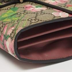 Pre Owned Gucci Old Rose/Beige GG Supreme Canvas Dionysus Blooms Wallet on Chain