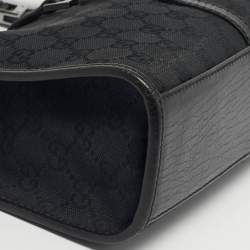 Pre Owned Gucci Black GG Canvas and Leather Jackie Bardot Bag