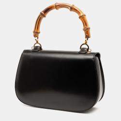 Pre Owned Gucci Black Calfskin Bamboo Night
