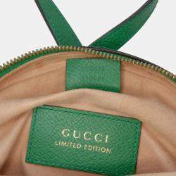 Pre Owned Gucci Beige Brown Mini GG Supreme Flora Ophidia Round Crossbody