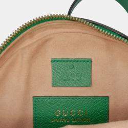 Pre Owned Gucci Beige Brown Mini GG Supreme Flora Ophidia Round Crossbody