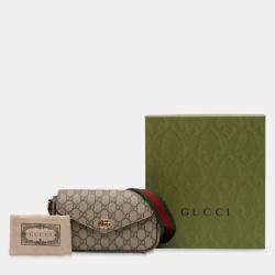 Pre Owned Gucci Brown GG Supreme Ophidia Pochette Crossbody