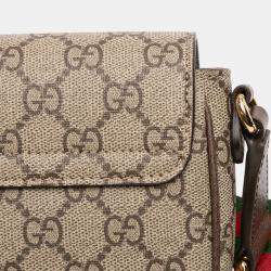 Pre Owned Gucci Brown GG Supreme Ophidia Pochette Crossbody