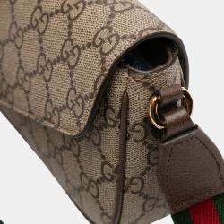 Pre Owned Gucci Brown GG Supreme Ophidia Pochette Crossbody