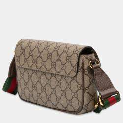 Pre Owned Gucci Brown GG Supreme Ophidia Pochette Crossbody