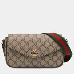 Pre Owned Gucci Brown GG Supreme Ophidia Pochette Crossbody