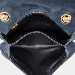 Pre Owned Gucci Navy Blue Medium Suede Blondie Crossbody