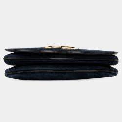 Pre Owned Gucci Navy Blue Medium Suede Blondie Crossbody