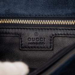 Pre Owned Gucci Navy Blue Medium Suede Blondie Crossbody
