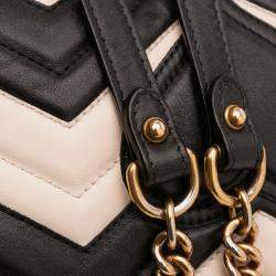 Pre Owned Gucci Black Medium GG Marmont Bicolor Matelasse Leather Shoulder Bag