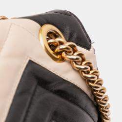 Pre Owned Gucci Black Medium GG Marmont Bicolor Matelasse Leather Shoulder Bag