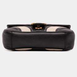 Pre Owned Gucci Black Medium GG Marmont Bicolor Matelasse Leather Shoulder Bag