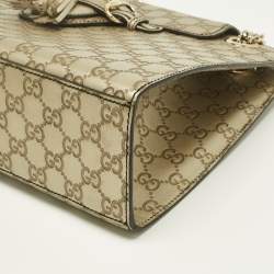 Pre Owned Gucci Pale Gold Guccissima Leather Large Emily Chain Shoulder Bag