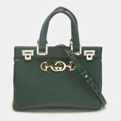 Pre Owned Gucci Green Leather Small Zumi Tote
