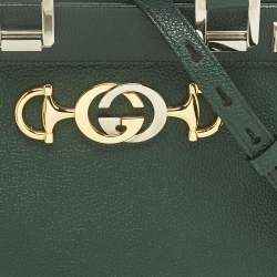 Pre Owned Gucci Green Leather Small Zumi Tote
