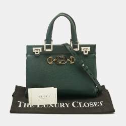 Pre Owned Gucci Green Leather Small Zumi Tote