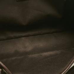 Pre Owned Gucci Dark Brown/Beige Canvas and Leather Tote