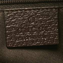 Pre Owned Gucci Dark Brown/Beige Canvas and Leather Tote