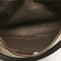 Pre Owned Gucci Dark Brown/Beige Canvas and Leather Tote