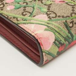 Pre Owned Gucci Old Rose/Beige GG Supreme Canvas and Leather Dionysus Blooms Wallet on Chain