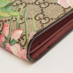 Pre Owned Gucci Old Rose/Beige GG Supreme Canvas and Leather Dionysus Blooms Wallet on Chain