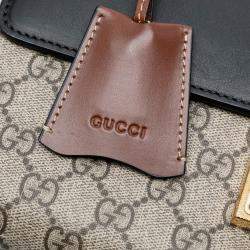 Pre Owned Gucci Beige Brown Medium GG Supreme Padlock Shoulder Bag