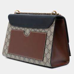 Pre Owned Gucci Beige Brown Medium GG Supreme Padlock Shoulder Bag