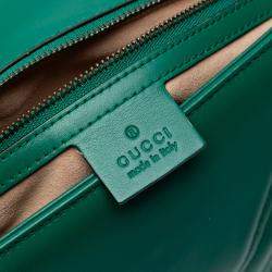 Pre Owned Gucci Green Medium GG Marmont Matelasse Leather Shoulder Bag