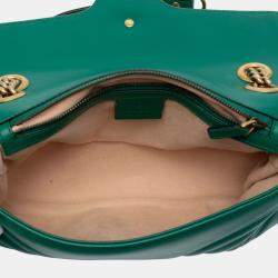 Pre Owned Gucci Green Medium GG Marmont Matelasse Leather Shoulder Bag