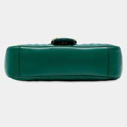 Pre Owned Gucci Green Medium GG Marmont Matelasse Leather Shoulder Bag