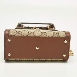 Pre Owned Gucci Brown/Beige GG Canvas Mini Crystal Diana Tote